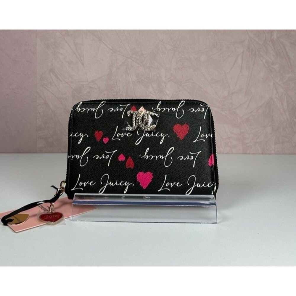 Juicy Couture Love Letter Mini Tote Purse & Wallet Set Black NWT Y2K Style - Picture 9 of 15